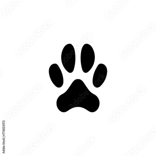 Fototapeta Paw icon vector illustration. Dog or cat paw. Dog or cat paw print flat icon for animal apps and websites