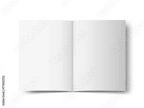 Fototapeta Blank Two-Fold Open Brochure Cover On White