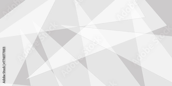 Fototapeta Abstract background with white and gray transparent material in triangle shapes with geometric style. Space design concept. Decorative web layout or poster, banner.