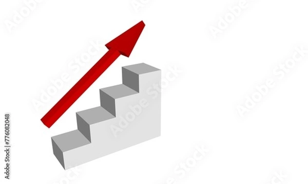 Obraz red arrow upwards on white background