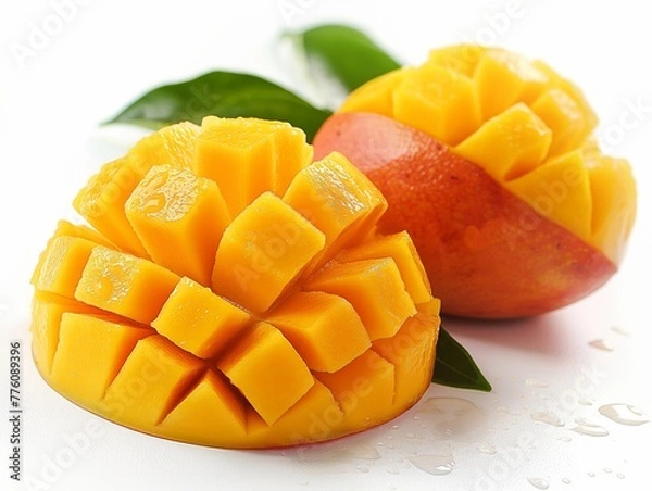 Fototapeta mango with slices on white background