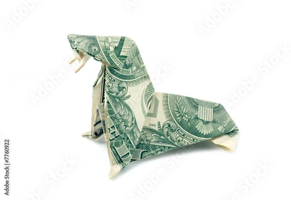 Obraz Origami - Dollar Bill Folded into a Walrus