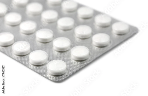 Obraz White Pills Foil Packaged on White