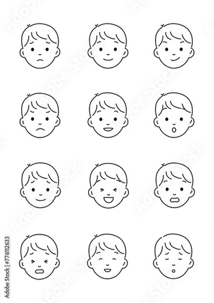 Fototapeta 男の子の顔_シンプルイラスト アトリエマユコ