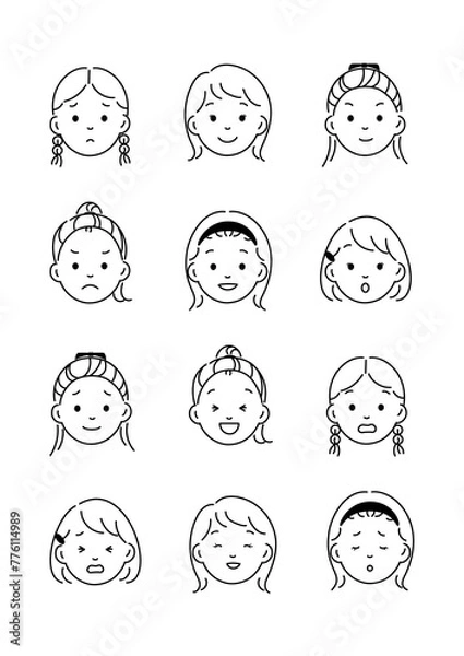 Obraz 女の子の顔_シンプルイラスト アトリエマユコ