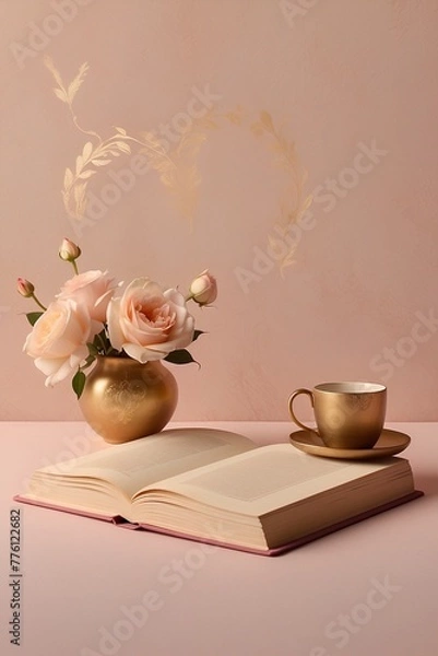 Obraz still life with apple and book