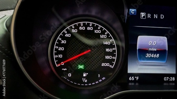 Fototapeta Speedometer inside a car