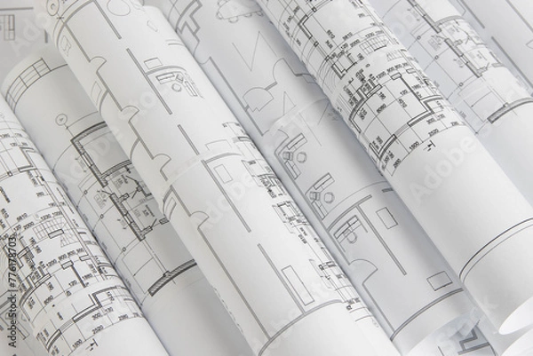 Fototapeta Architectural plan. Engineering house drawings and blueprints.	
