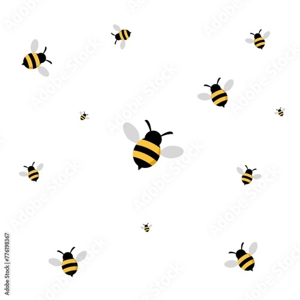 Fototapeta Bee icon seamless pattern isolated on white background