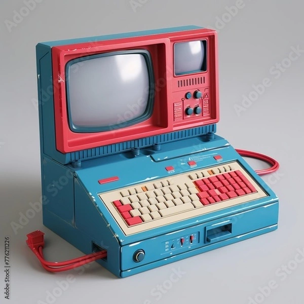 Fototapeta 3D red plastic computer