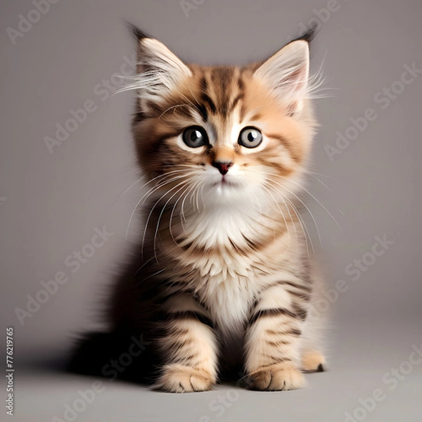 Obraz cute cate on grey background 