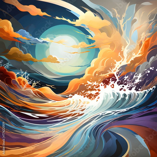 Obraz the moon and the ocean peaceful abstract image 