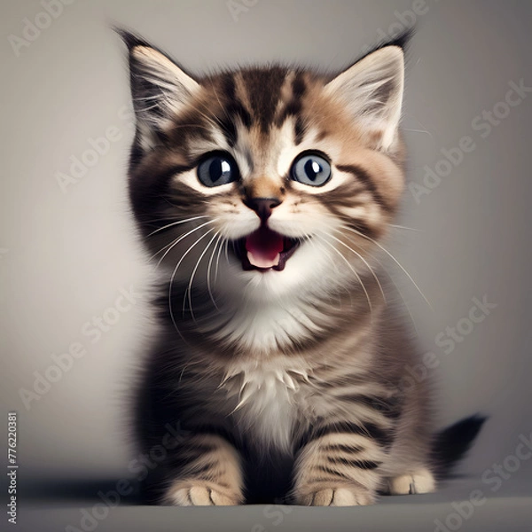 Obraz cute cate on grey background 