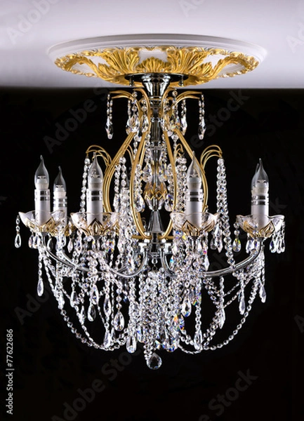 Fototapeta Classical style chandelier on ceiling