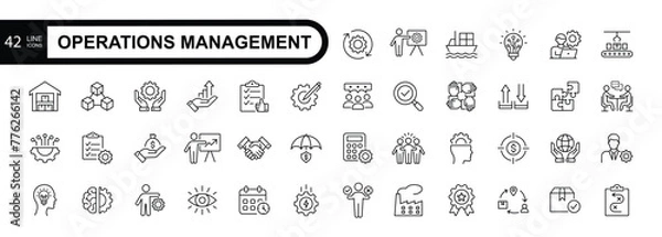 Obraz Operation management line icons. Editable stroke. Vector illustration.