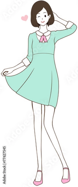 Fototapeta 女性　ポーズ　ウインク