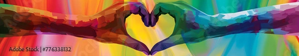 Obraz Colorful hand silhouette forming a heart, diversity equity inclusion