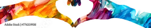 Obraz Colorful hand silhouette forming a heart, diversity equity inclusion