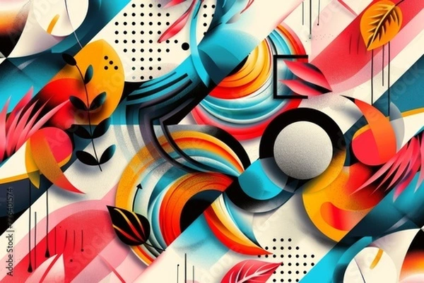 Obraz Abstract geometric seamless pattern with vibrant textures, creative wallpaper.	