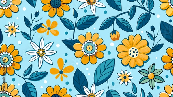Fototapeta Nature’s Canvas: A Vibrant Vector Illustration of a Colorful Floral Pattern Design