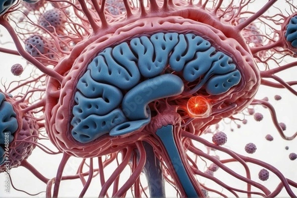 Fototapeta Brain research. Generative AI.