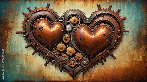 Obraz Rusted Steampunk Heart Illustration