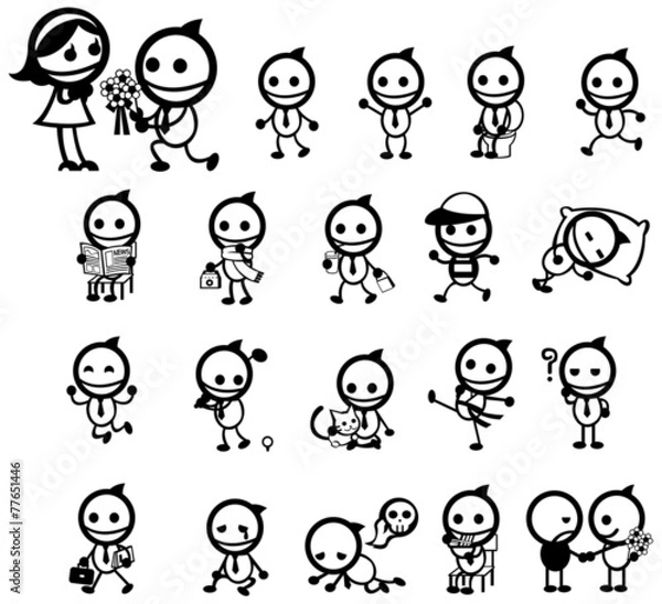 Fototapeta Mr. Smile expression and activity icon collection set, create by