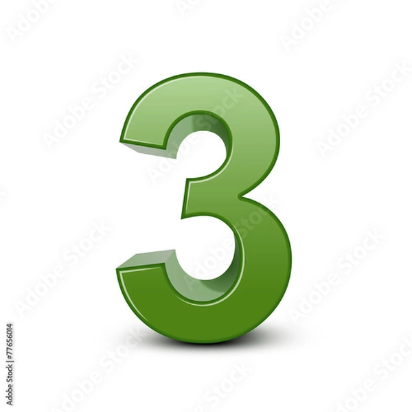 Obraz 3d shiny green number 3