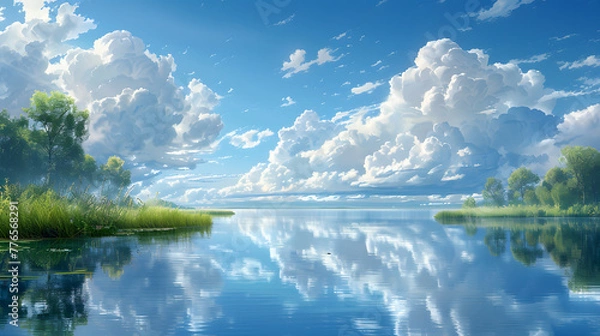 Obraz Tranquil Lake and Cloud Reflections