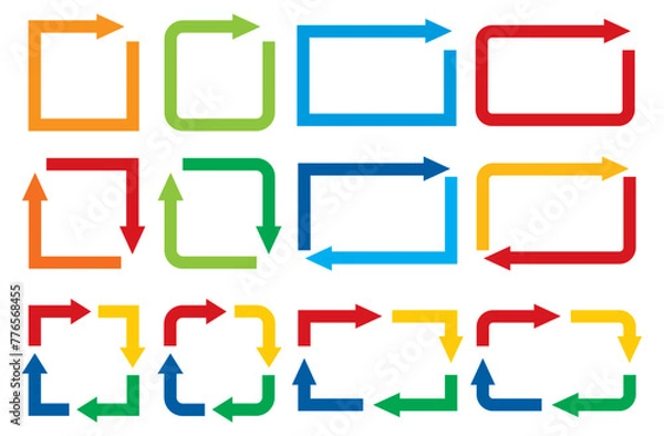 Fototapeta 循環サークルの四角矢印セット/カラフル