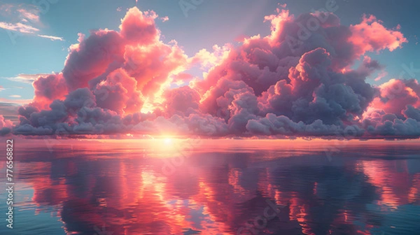 Obraz Breathtaking Sunset Clouds Over Ocean