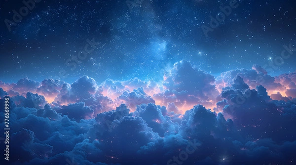 Obraz Starry Night and Wispy Clouds