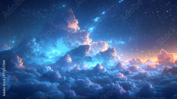 Obraz Starry Night and Wispy Clouds