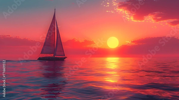Obraz Sailboat Serenity at Sunset