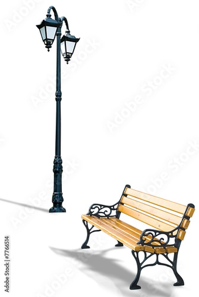 Fototapeta bench and lamppost