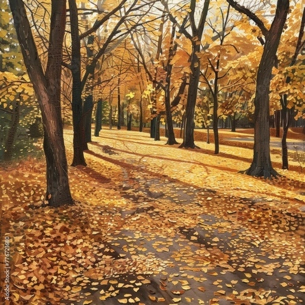 Obraz Autumn morning in the park