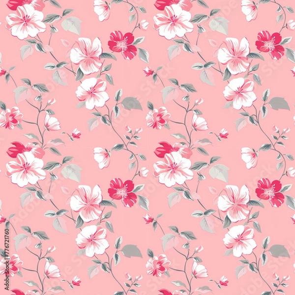 Fototapeta Floral pink color, Beautiful form natural, seamless pattern.