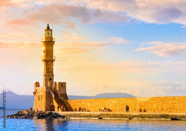 Obraz Crete island, Chania, Greece.Port of Chania and lighthouse.