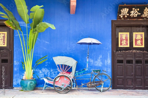 Obraz Old Rickshaw Tricycle w pobliżu Fatt Tze Mansion, Penang