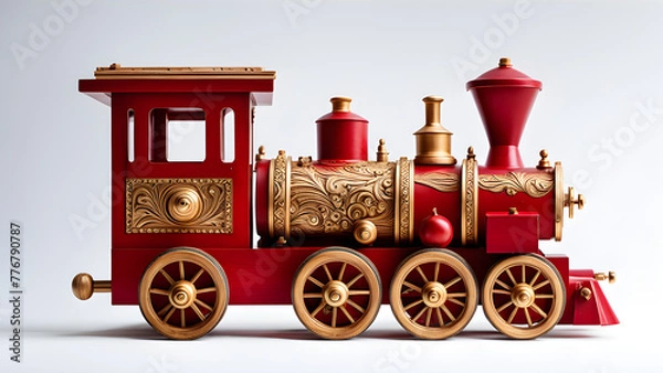 Obraz A small train model on a solid color background, a Children's Day gift