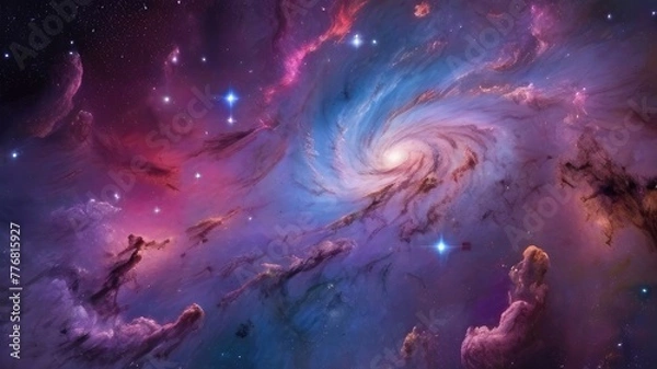 Fototapeta Beautiful galaxy planet background with vibrant colors