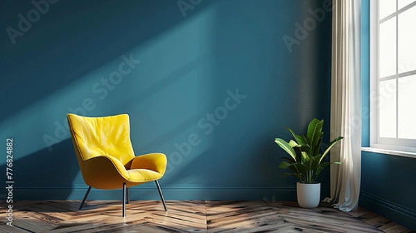 Obraz dark blue plain wall