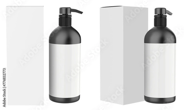 Fototapeta Realistic Cosmetic bottle can sprayer container. Dispenser for cream, soups, and other cosmetics With lid and without. Template For Mock up Your Design. 3D illustration