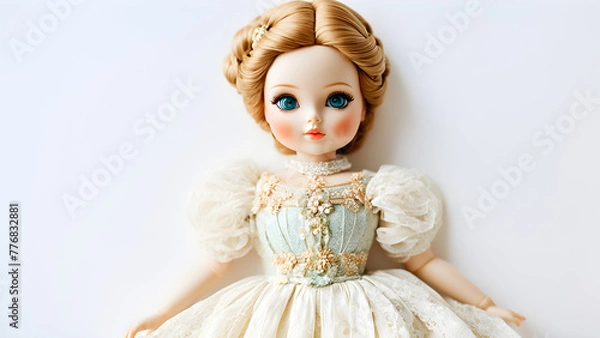 Obraz Dolls on a solid color background, a Children's Day gift