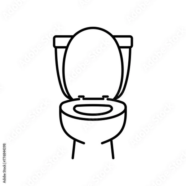 Obraz Toilet, line icon. Linear illustration of toilet bowl, front view. Minimalist pictogram, editable stroke, simple icon.