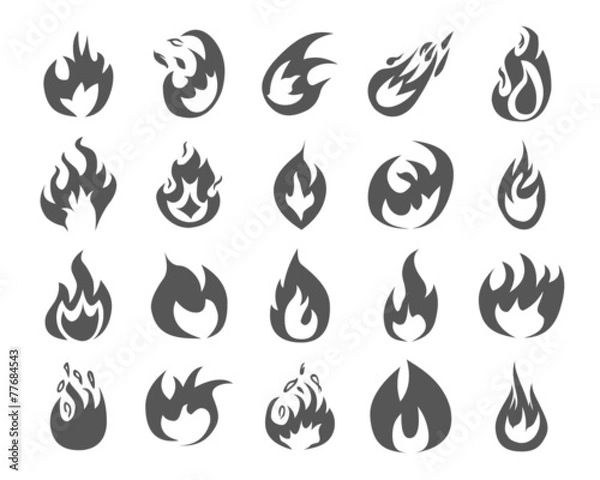 Fototapeta Set of various fire elements.
