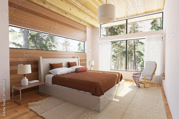 Obraz wooden bedroom interior