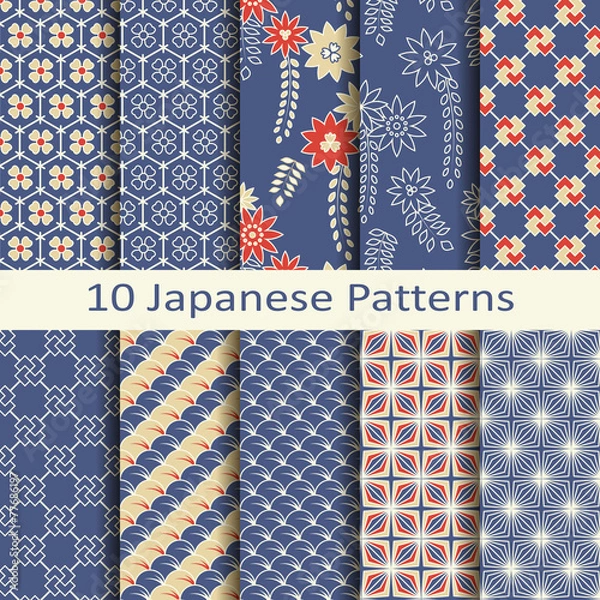 Fototapeta set of ten Japanese patterns