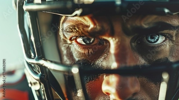 Obraz With a steely gaze beneath the helmet, this image captures the quarterback's intense concentration and resolve, embodying the decisive moments that define the spirit of competitive sports.
