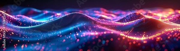 Obraz RFID technology, wave pattern, neon light, new kingdom, chart , sci-fi tone